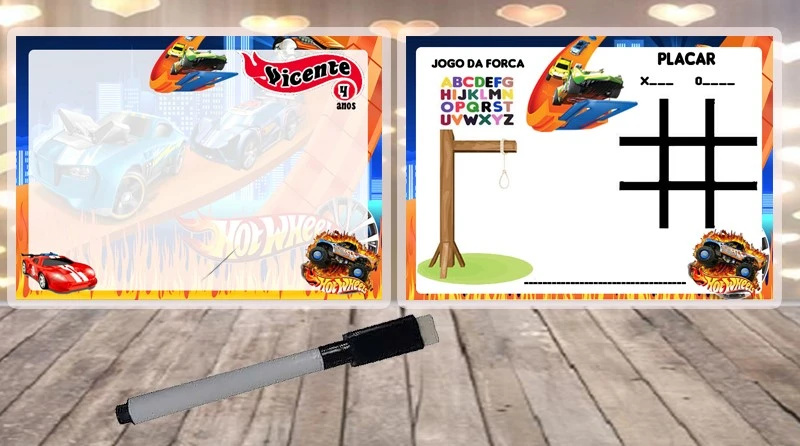Lousa Magica Infantil Verso com Joguinhos do Hot Wheels