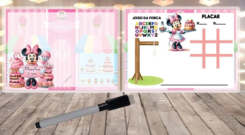 Lousa Magica Infantil Verso com Joguinhos Minnie Confeiteira