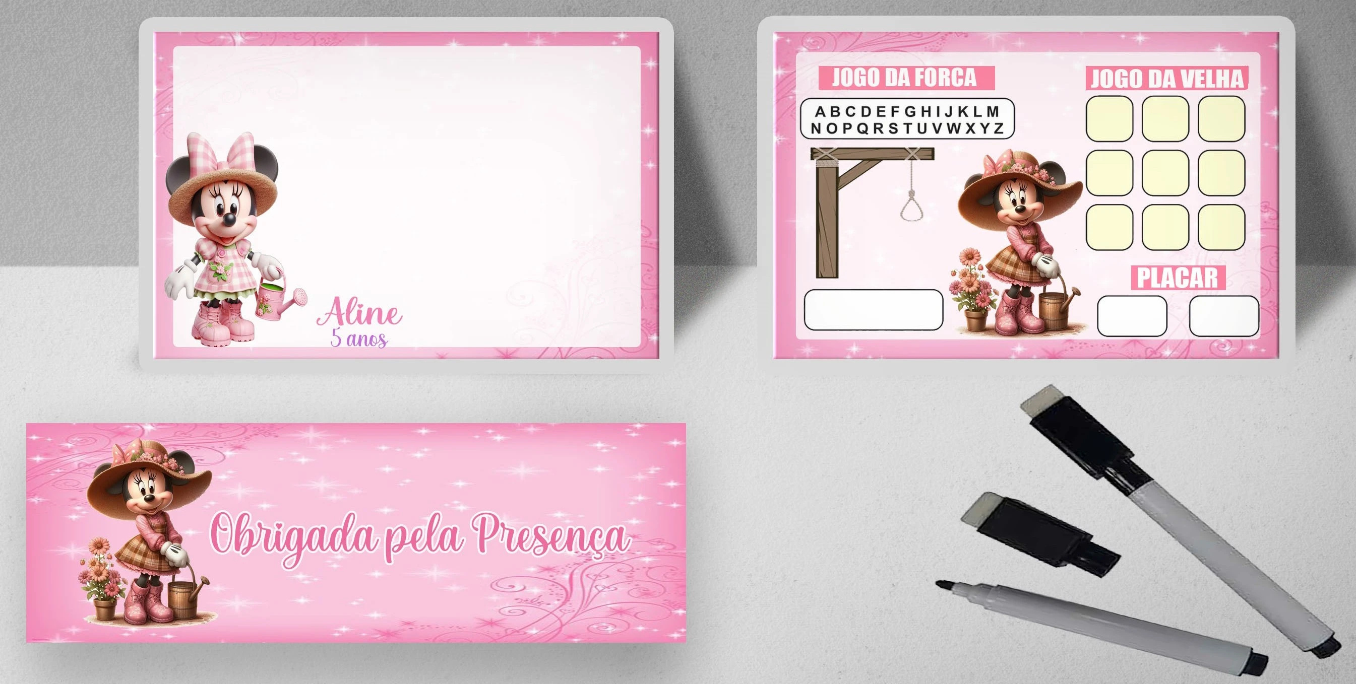 Lousa Magica Infantil Verso com Joguinhos  Personalizada da Minnie Fazendeira