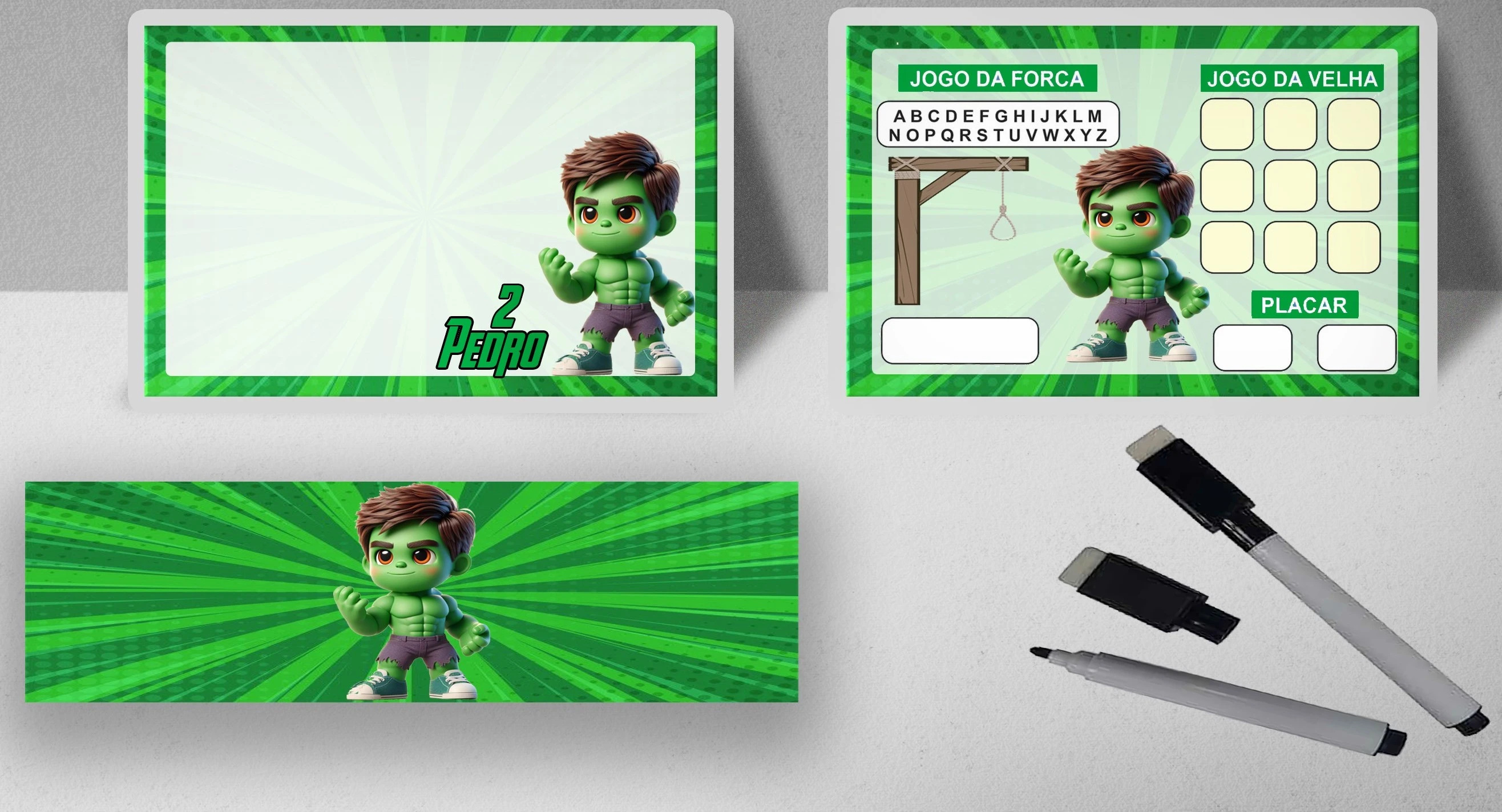 Lousa Magica Infantil Verso com Joguinhos  Personalizada do Incrível Hulk