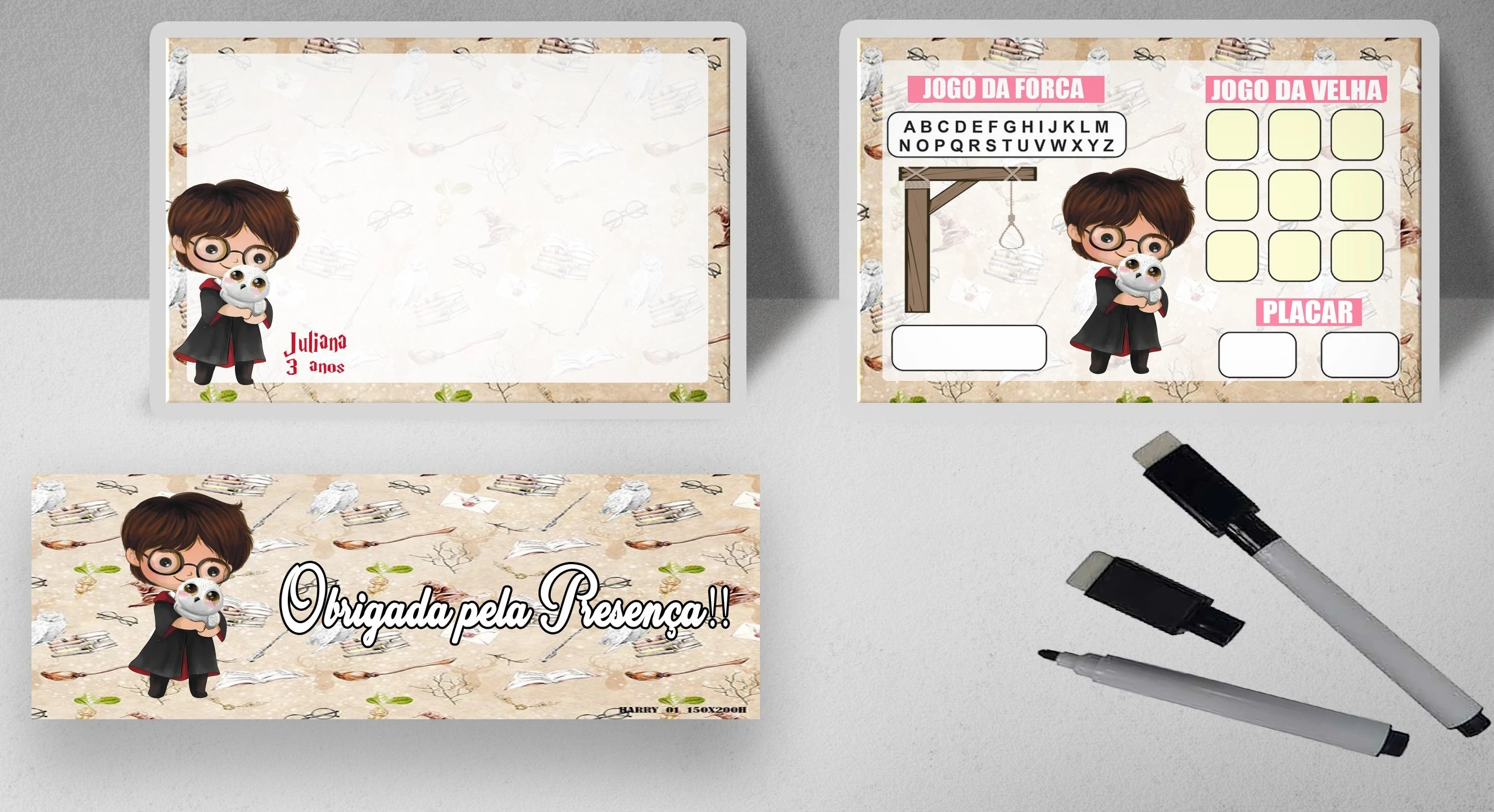 Lousa Magica Infantil Verso com Joguinhos  Personalizada Harry Potter