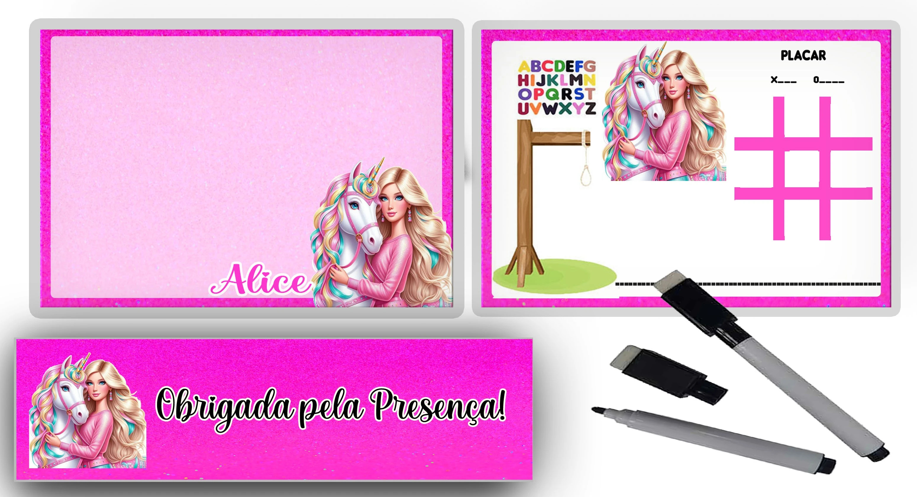 Lousa Magica Infantil Verso com Joguinhos  Personalizada  Lembrancinhas da Barbie