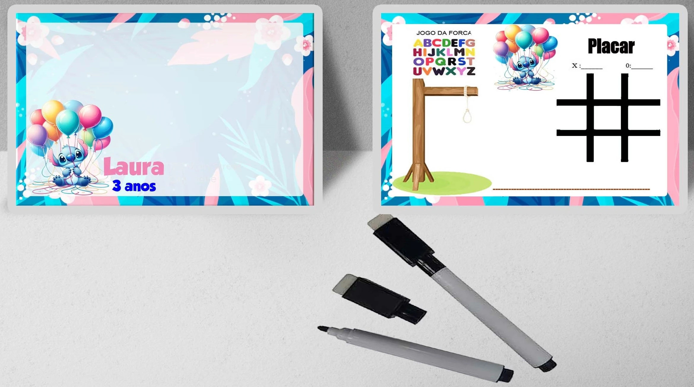 Lousa Magica Infantil Verso com Joguinhos  Personalizada  Lembrancinhas do Stitch