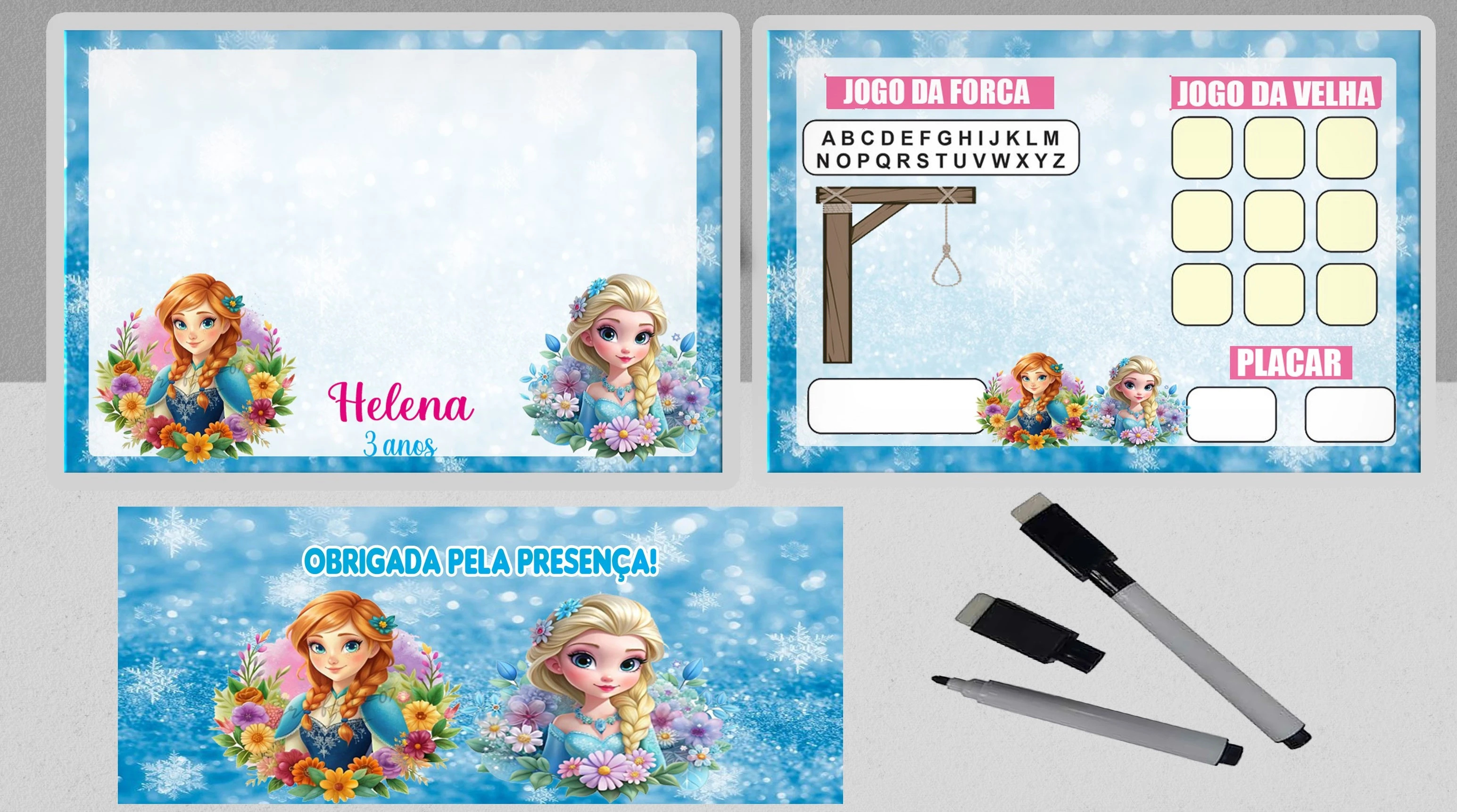Lousa Magica Infantil Verso com Joguinhos  Personalizada  Lembrancinhas Frozen