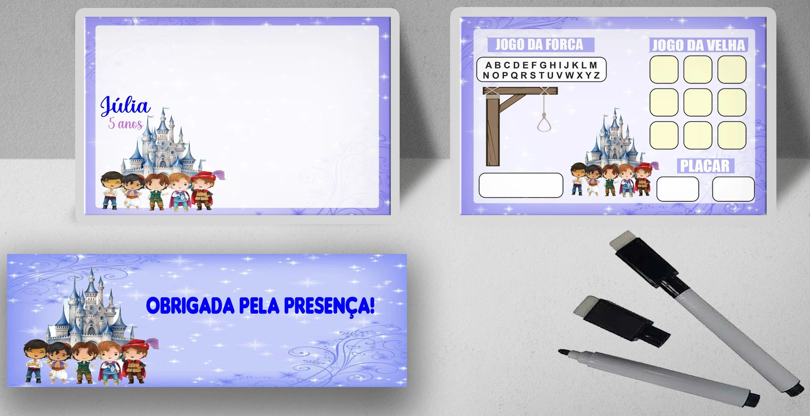 Lousa Magica Infantil Verso com Joguinhos  Personalizada  Lembrancinhas Principes