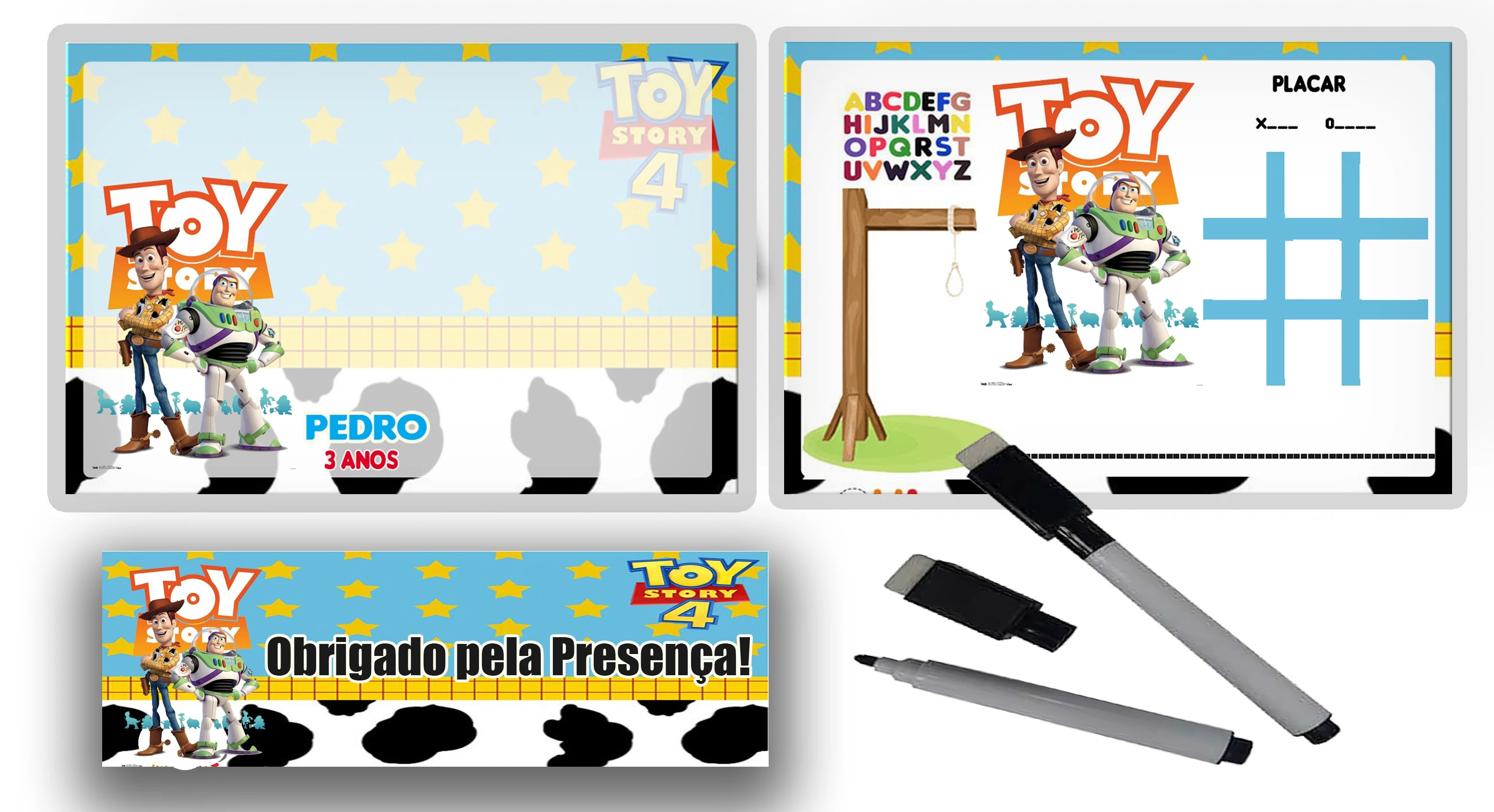 Lousa Magica Infantil Verso com Joguinhos  Personalizada LembrancinhasToy Story