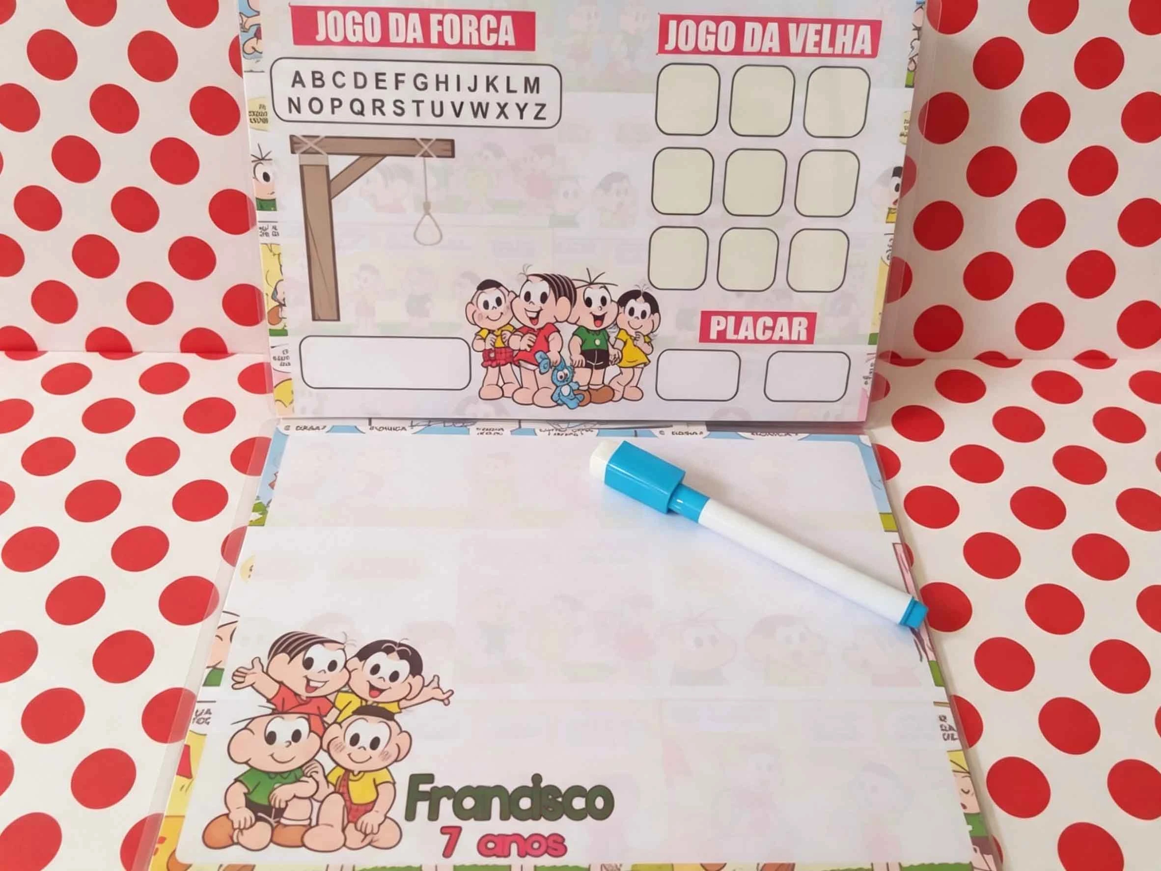 Lousa Magica Infantil Verso com Joguinhos  Personalizada Turma da Mônica