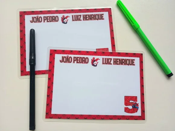 Lousa Personalizada Plastificada 15x10 Homem Aranha