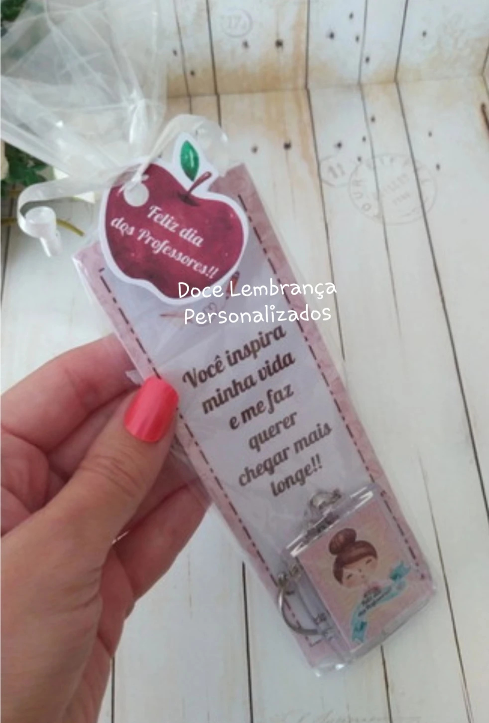 Marca Página com Chaveiro Dia dos Professores lembrancinha
