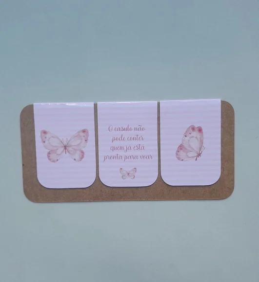 Marca Página Magnético - Cartela 03 Unid - Borboleta Rosa