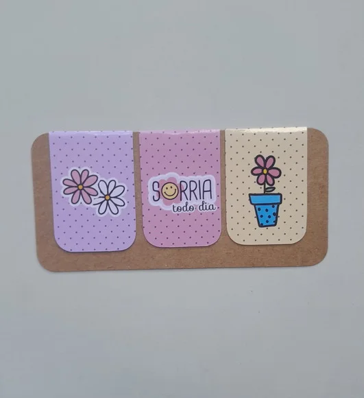 Marca Página Magnético - Cartela 03 Unid - Florzinhas/frase