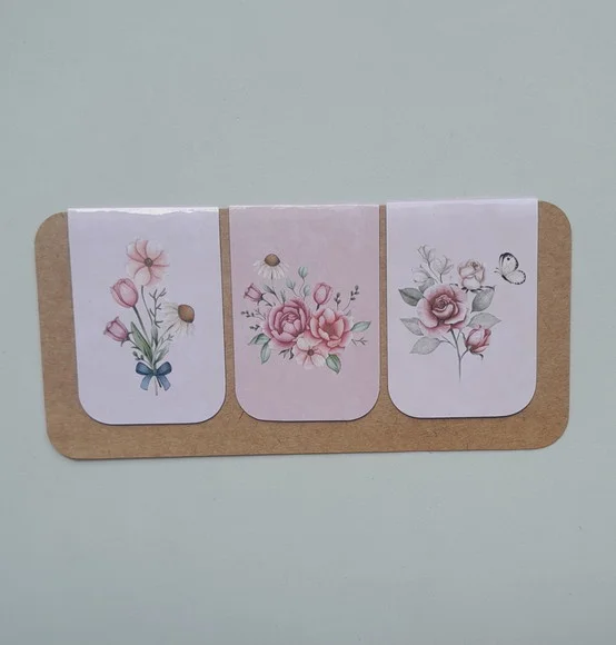 Marca Página Magnético - Cartela 03 Unidades - Florais