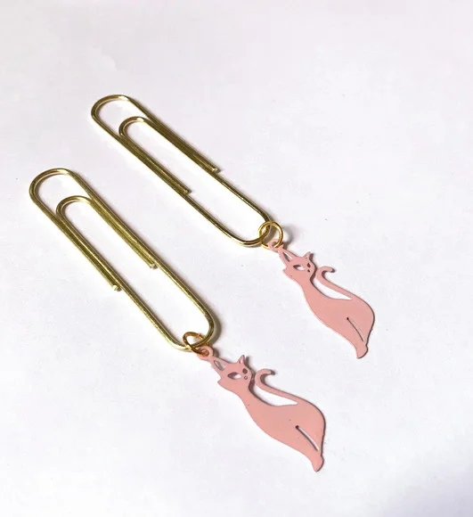 Marcador de Paginas Dourado Gatinhos Coloridos Kit com 2