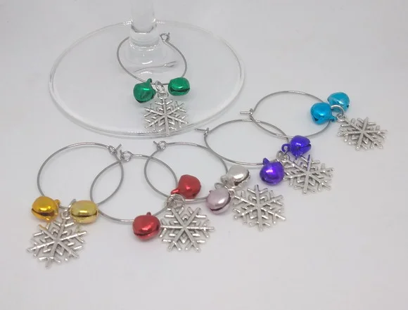Marcadores de Taça Flocos de Neve e Sininhos com 6" Natal