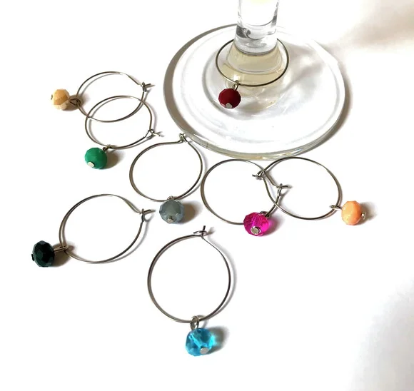 Marcadores De Taça Com Cristais Facetados 8 Peças 8 Mm