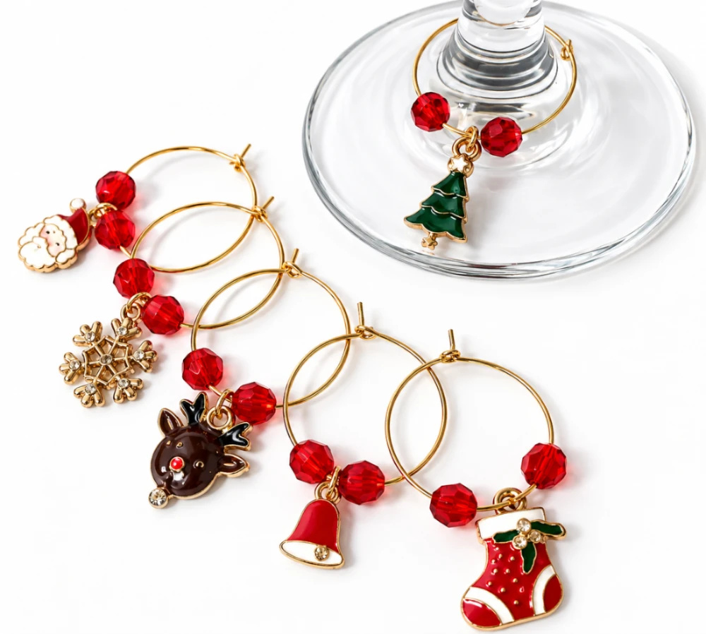 Marcadores de Taça Esmaltado - com 6 / Natal
