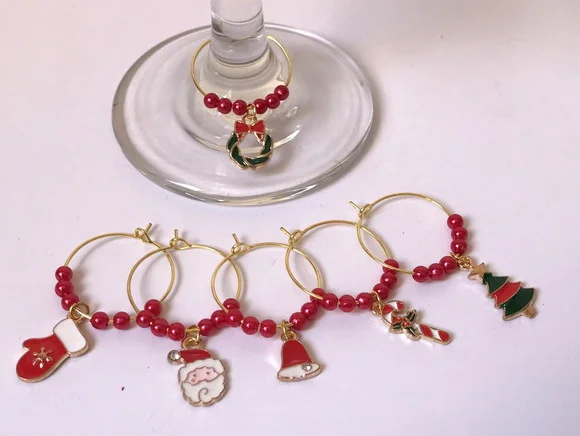 Marcadores de Taça Esmaltado - com 6 / Natal