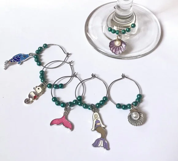 Marcadores de Taça Esmaltado Vida Marinha- com 6 / Mix