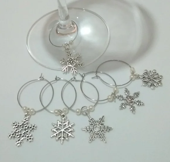 Marcadores De Taça Flocos - Com 6 Natal / Ano Novo