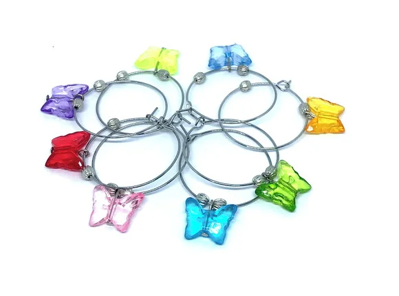 Marcadores de Taça Mini Borboletas Acrilico com 8 Aros