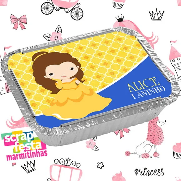 Marmitinha Personalizada Festa a Bela e a Fera Cute