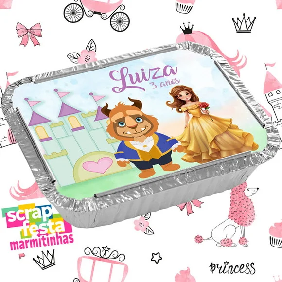 Marmitinha Personalizada Festa a Bela e a Fera