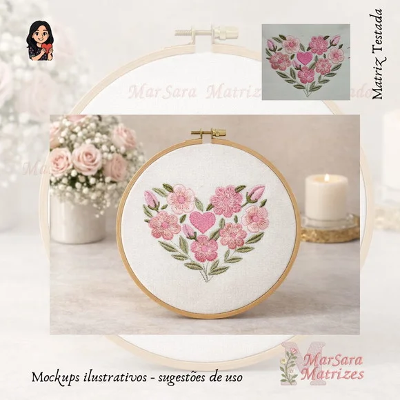 Matriz de Bordado - Coração Floral