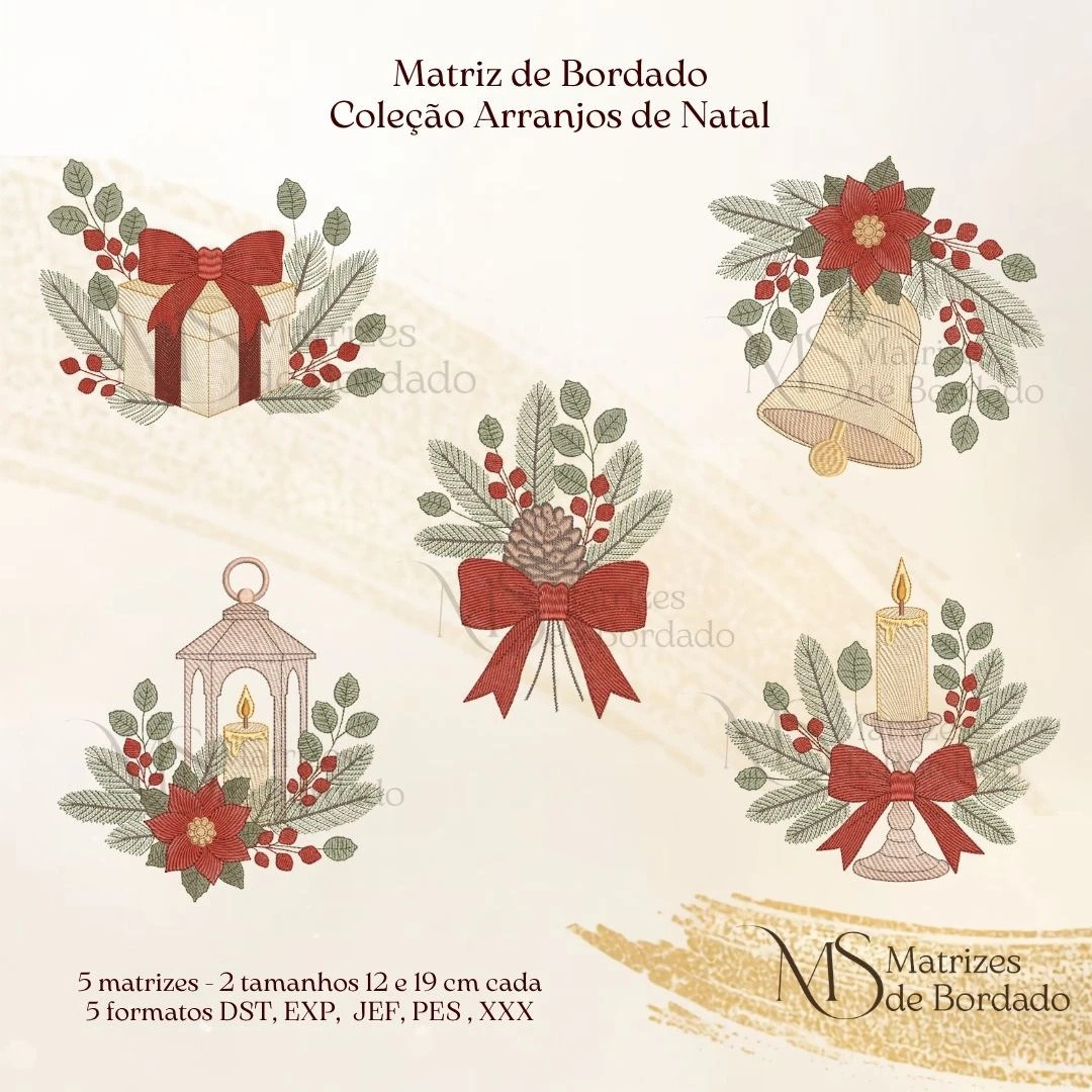 Matrizes de Bordado - Coleção Arranjos com Elementos de Natal