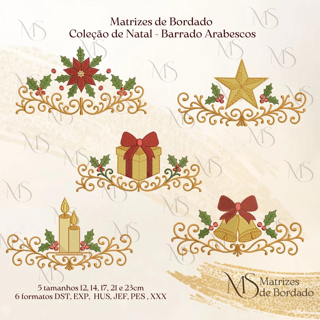 Matrizes de Bordado - Coleção de Natal - Barrado Arabesco