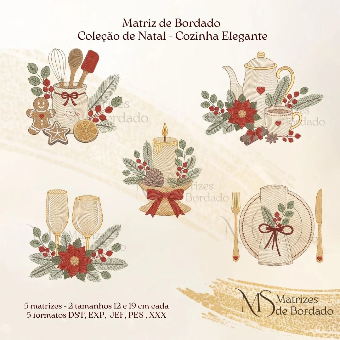 Matrizes de Bordado - Coleção de Natal Cozinha Elegante