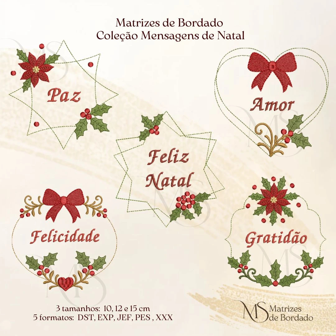 Matrizes de Bordado Coleção Mensagens de Natal