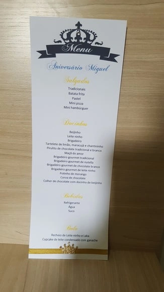Cardápio coroa