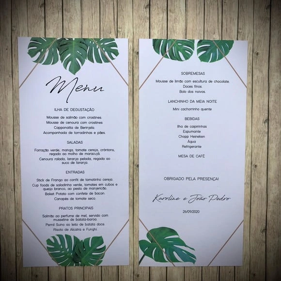 Menu Simples Frente e Verso Ref. 2133