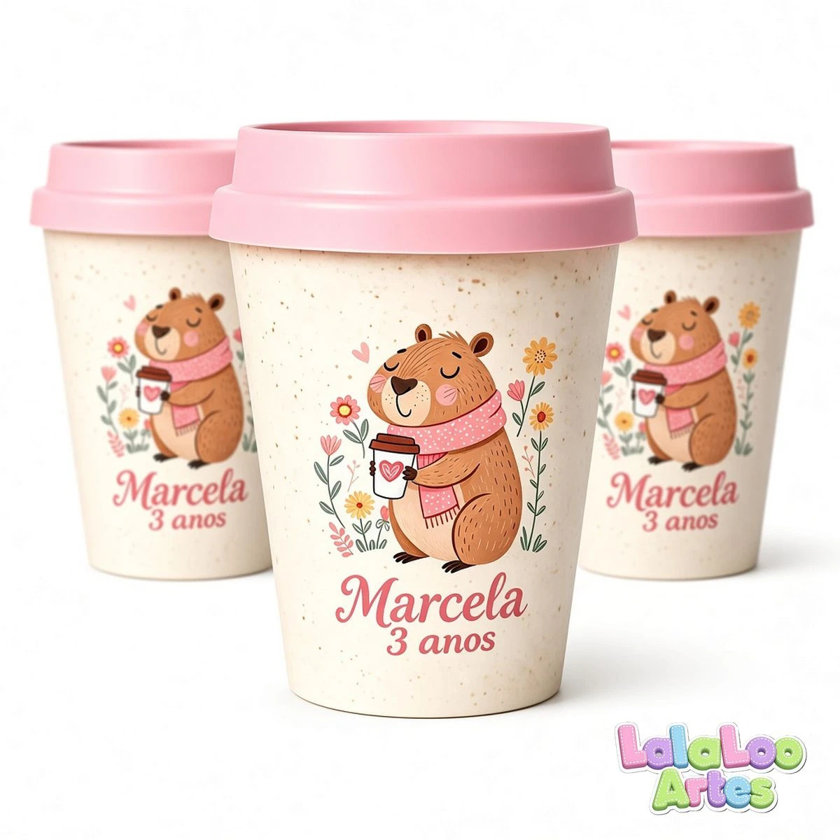 Mini Copo Capivara Eco Madeira 250ml com Tampa Bucks