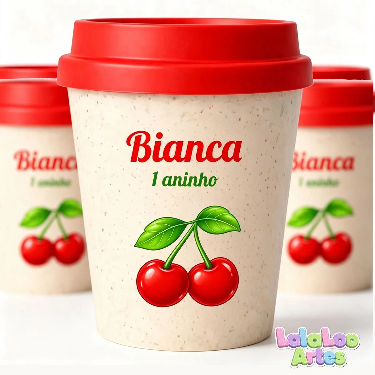 Mini Copo Cerejinha Eco Madeira 250ml com Tampa Bucks