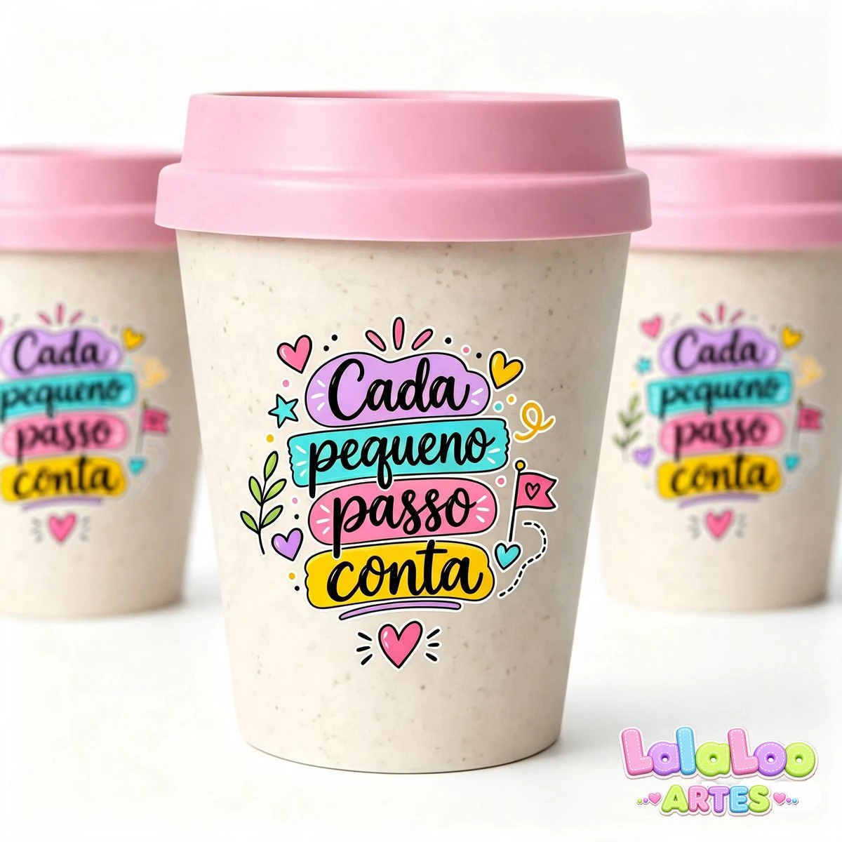 Mini Copo Frase Motivacional Eco Madeira 250ml com Tampa Bucks