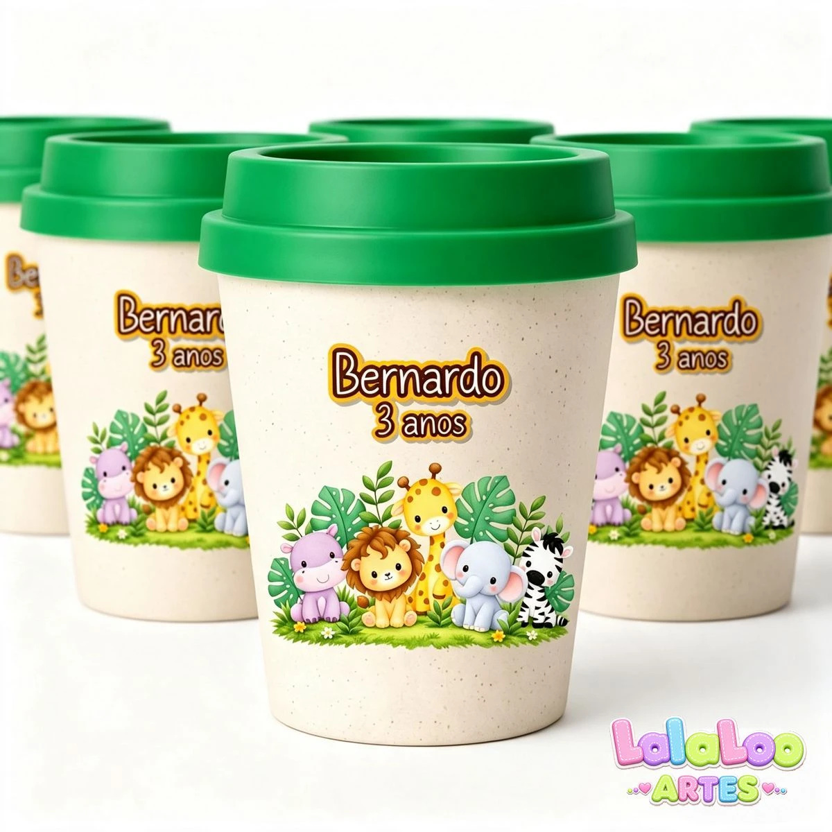 Mini Copo Safari Baby Eco Madeira 250ml com Tampa Bucks