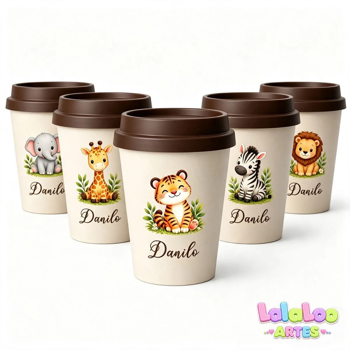 Mini Copo Safary Baby Eco Madeira 250ml com Tampa Bucks Lembrancinha Festa