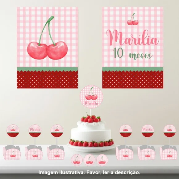 Kit Festa Personalizada Cerejinha - 33 Itens