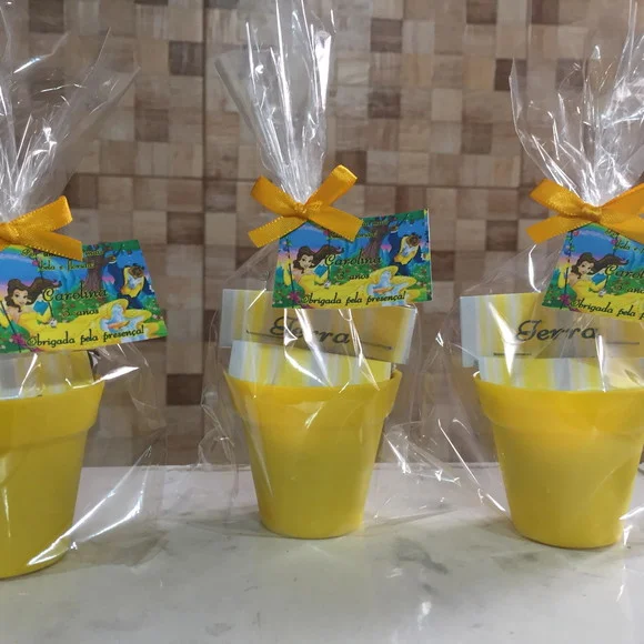 Lembrancinha para menina | Tema Bela e a Fera | Kit ecológico para plantio personalizado