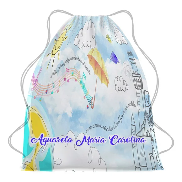 Mochila Saco Aquarela de Toquinho Personalizada