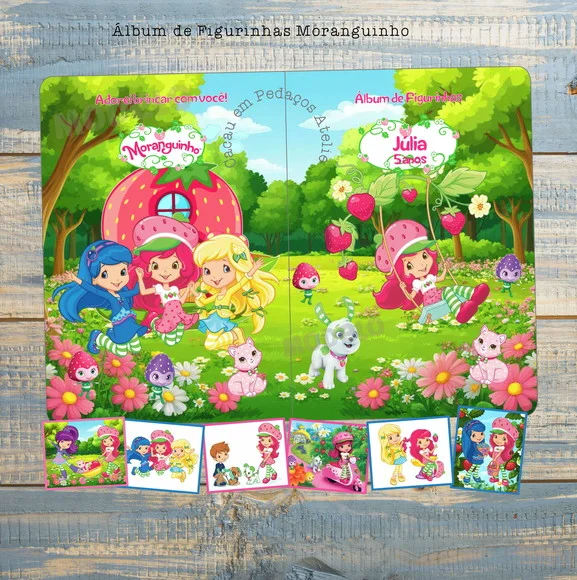 Moranguinho Álbum com Figurinhas Desenho Colorir Lembrancinh