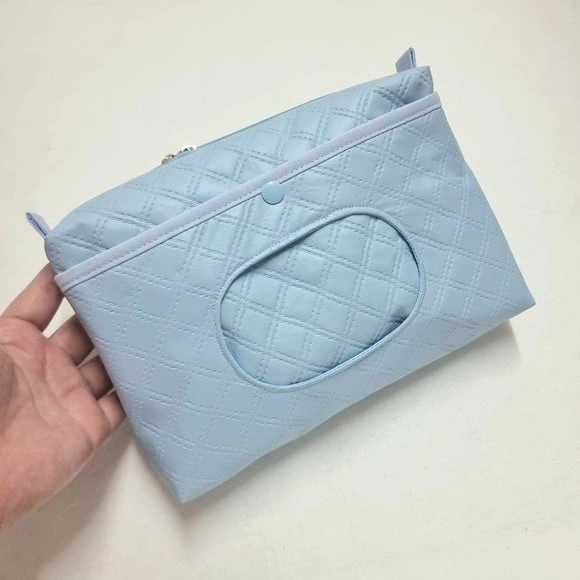 Necessaire Porta Fraldas e Lenço Umedecido - Azul Bebê