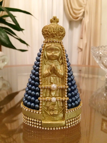 Nossa Senhora Aparecida Baby Pérolas Azul 13cm Personalizada