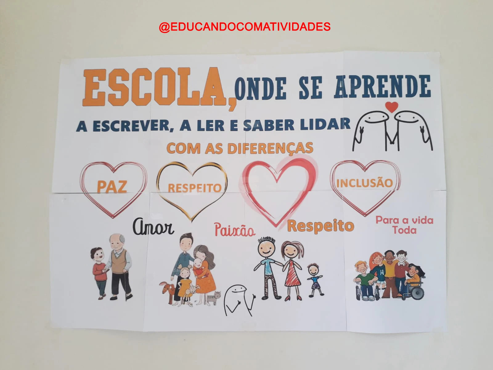 PAINEL PARA PAREDE PAZ NA ESCOLA 🧡