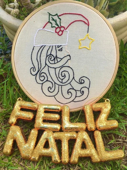 Natal - Papai Noel - Bordado em Bastidor