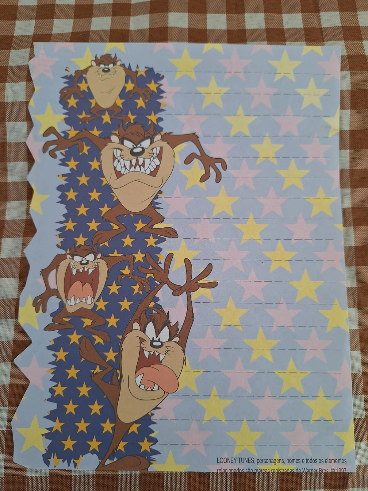 Papel de Carta Antigo Taz Mania