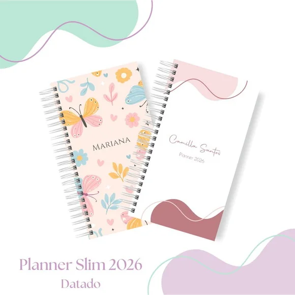 Planner Slim 2026 Datado - Escolha Capa