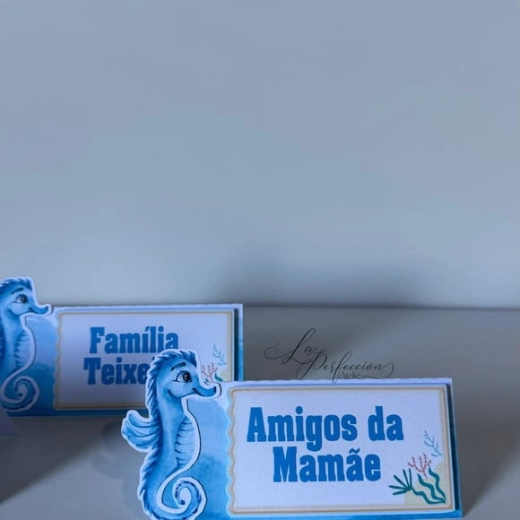 Plaquinha de Identificação Comida Fundo do Mar