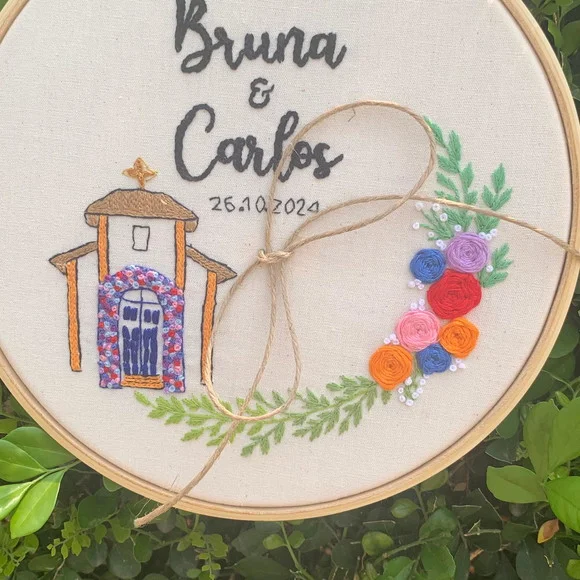 Porta Alianças Rústico -p A18 - Igreja - Bastidor Bordado